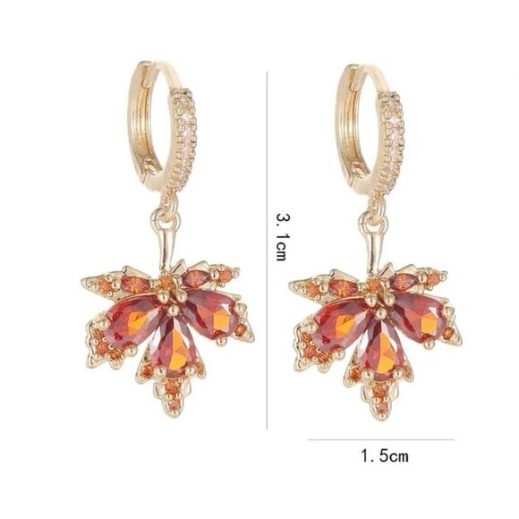 Copper Cubic Zirconia Maple Leaf Dangle
Earrings fall vibes autumn colors - Picture 4 of 10
